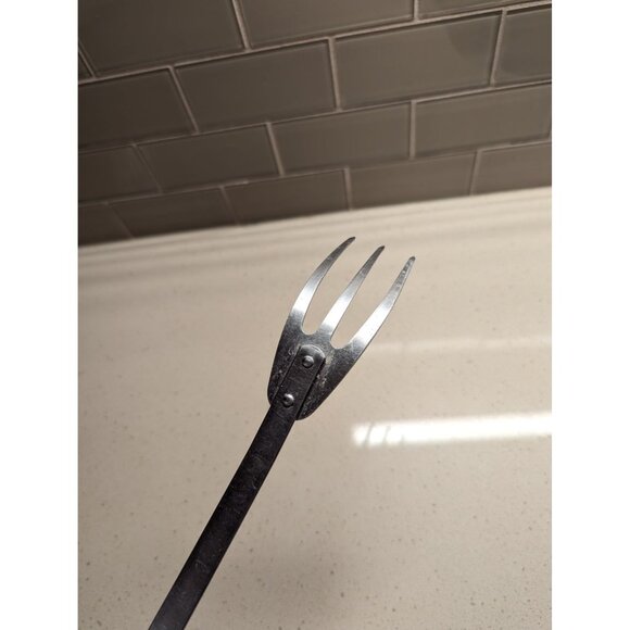 Vintage Ekco Forge Stainless Steel 3 Prong Meat Utility Fork Red Handle 11 1/4" - Picture 11 of 13